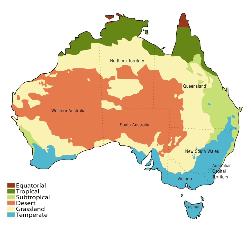 A pesar de que hayas visto el mapa de Australia más caliente, también hay uno que muestra otros climas 
